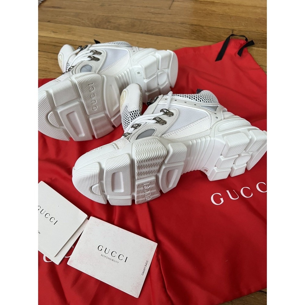 Gucci White Flash trek white women Sneakers Size 35 - Picture 4 of 13